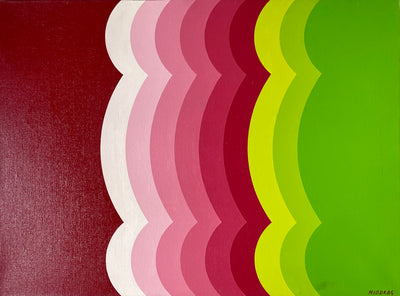 Miodrag DJORDJEVIC (1936) - Abstraction géométrique à bandes ondulantes