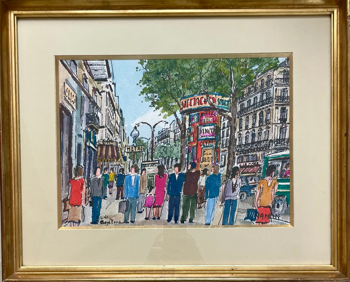 Roland HAMON (1909-1987) - Scène de rue parisienne