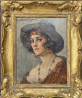 Léonie HUMBERT-VIGNOT (1878-1960) - Portrait de femme au chapeau