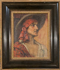 Léonie HUMBERT-VIGNOT (1878-1960) - Portrait d'homme au foulard rouge