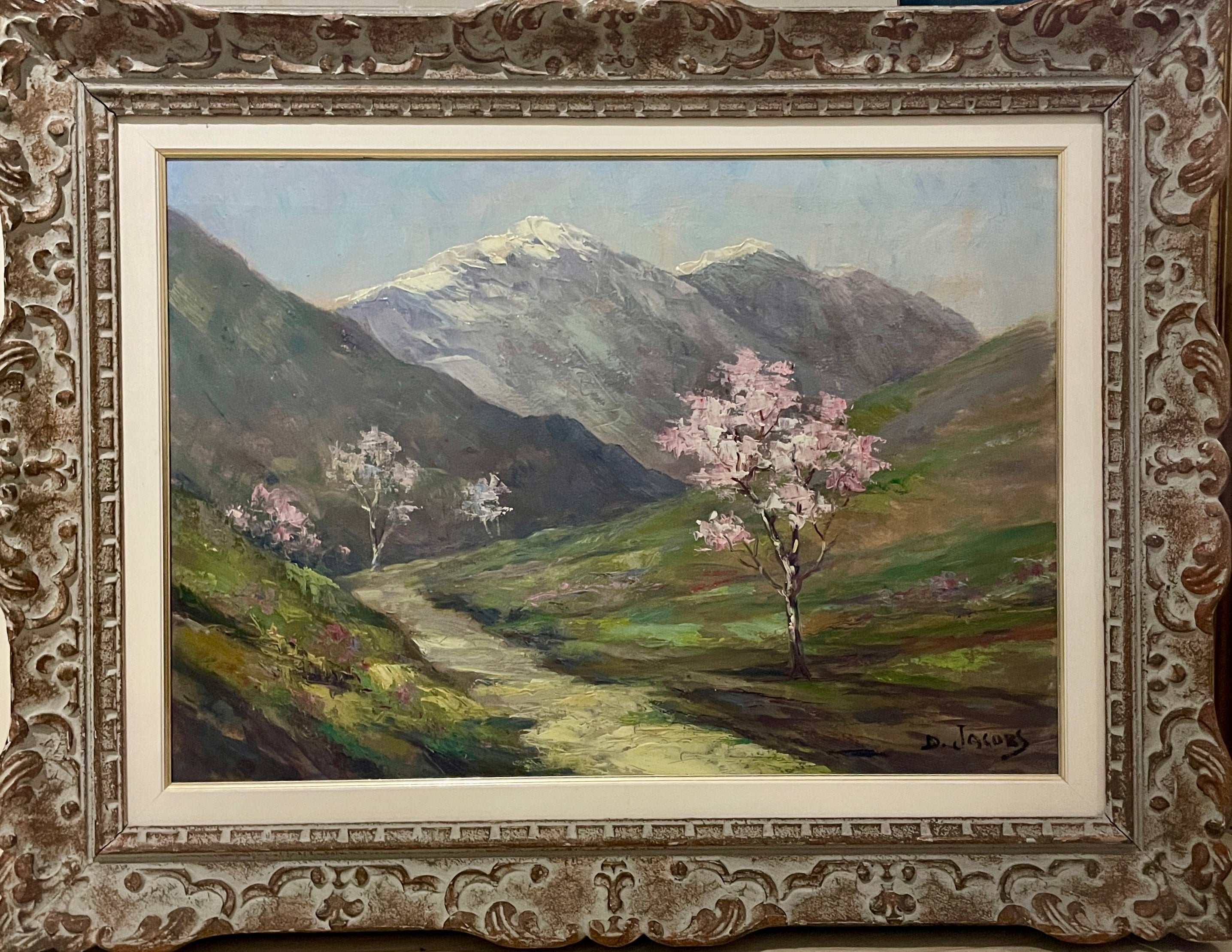 Dieudonné JACOBS (1871-1931) - Vallée alpine aux arbres en fleurs