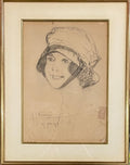 Gabriel DOMERGUE (1883-1962) - Portrait de jeune femme élégante au chapeau cloche