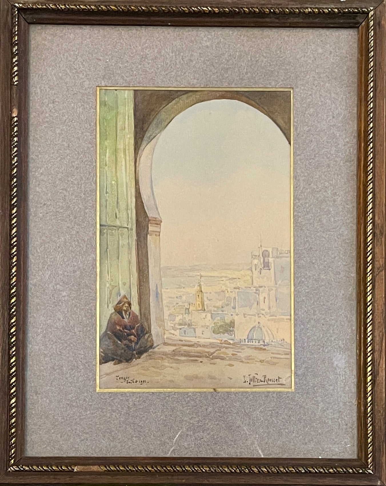 Louis JULLIEN-ROUSSET (1859-1921) - Vue de Tanger depuis une arcade