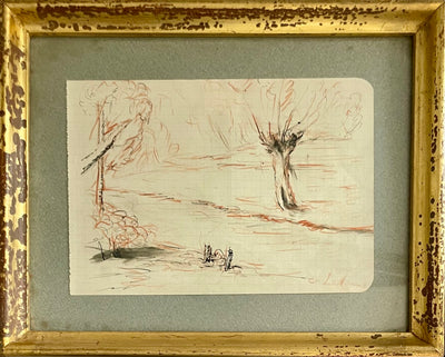 Albert LEBOURG (1849-1928) - Paysage aux arbres, étude de composition